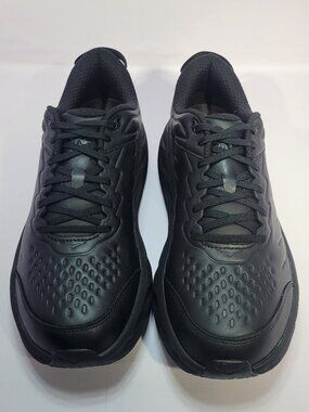 Hoka One One Bondi SR Wide Men's Size 9 2E Black Leather Slip Resistant Shoes